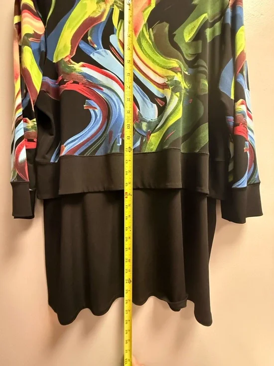 eva varro Black Vibrant Multicolor Brushstroke Gorgeous Artistic Top Women’s XL - Picture 4 of 16